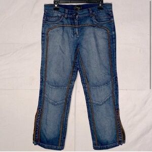 Vintage Request Relaxed Fit Cropped Capri Jeans With Brown Stitching 9